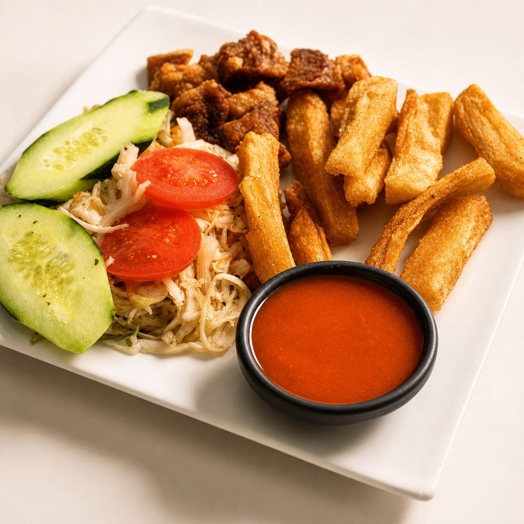 Yuca Con Chicharron (Salvadorian).