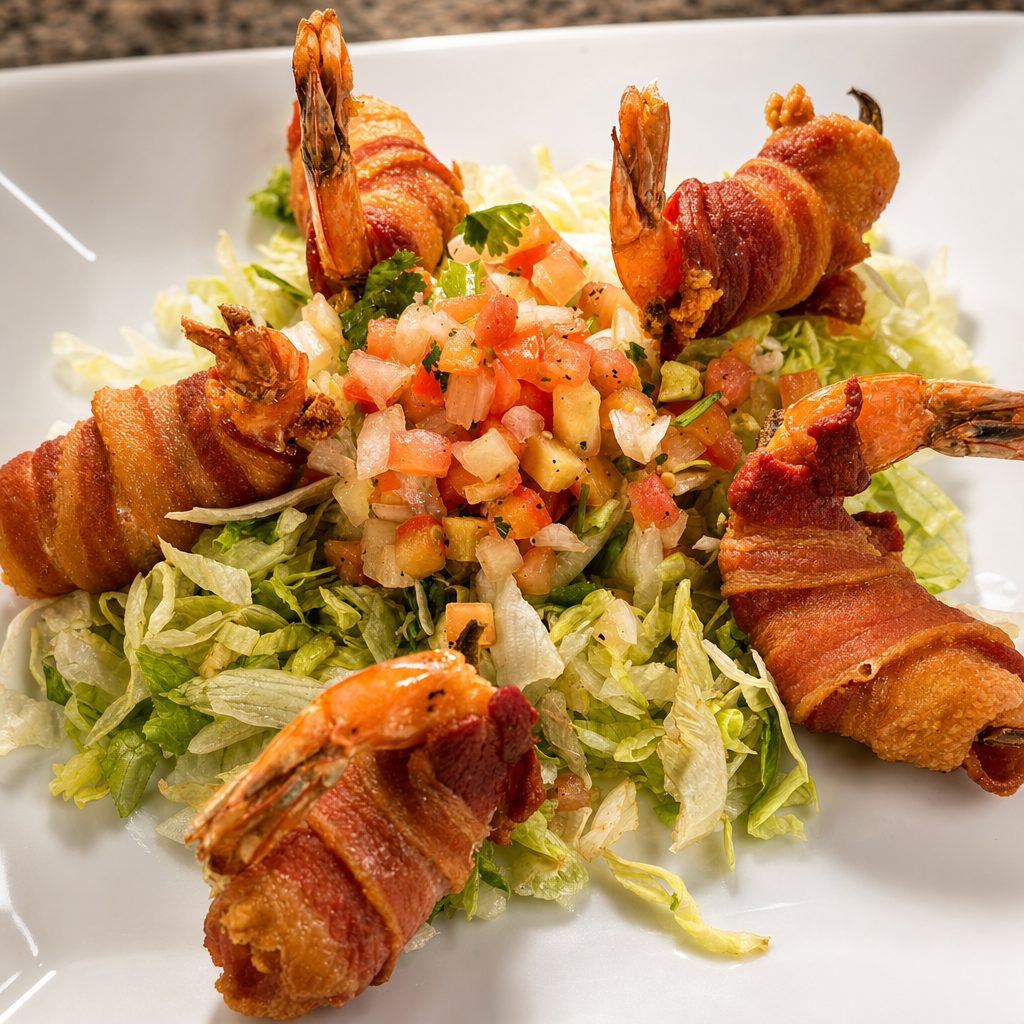 Bacon-Wrapped Shrimp.